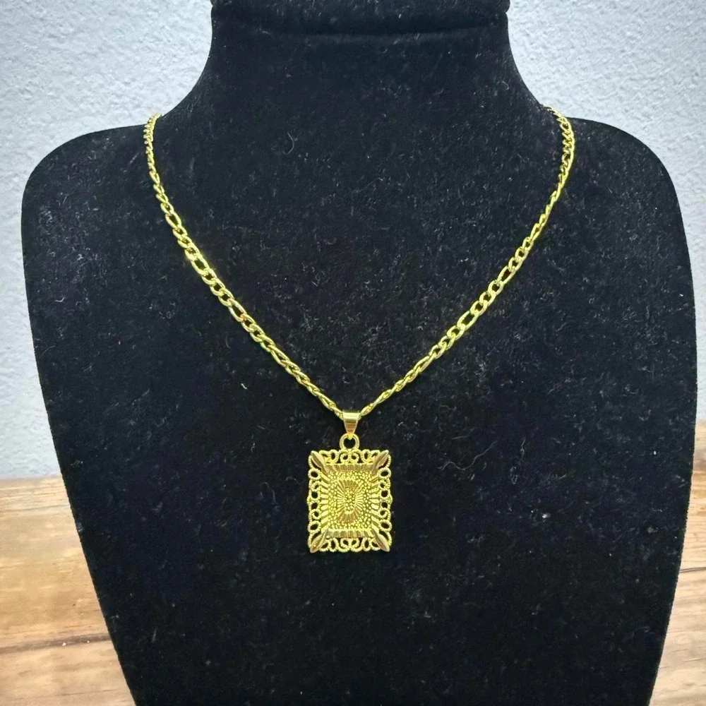 Lot of 6 Gold Plated Square Initial Pendant Necklaces Hip Hop D F R Rare